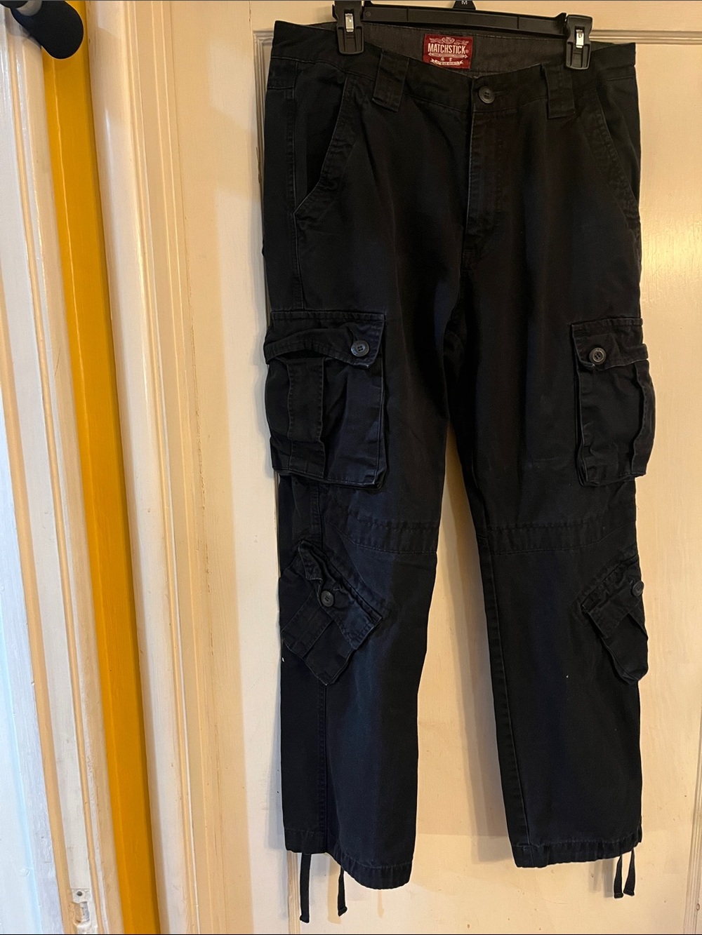 Matchstick Vintage Black Cargo Pants – Men's Utility Trousers - 32 waist